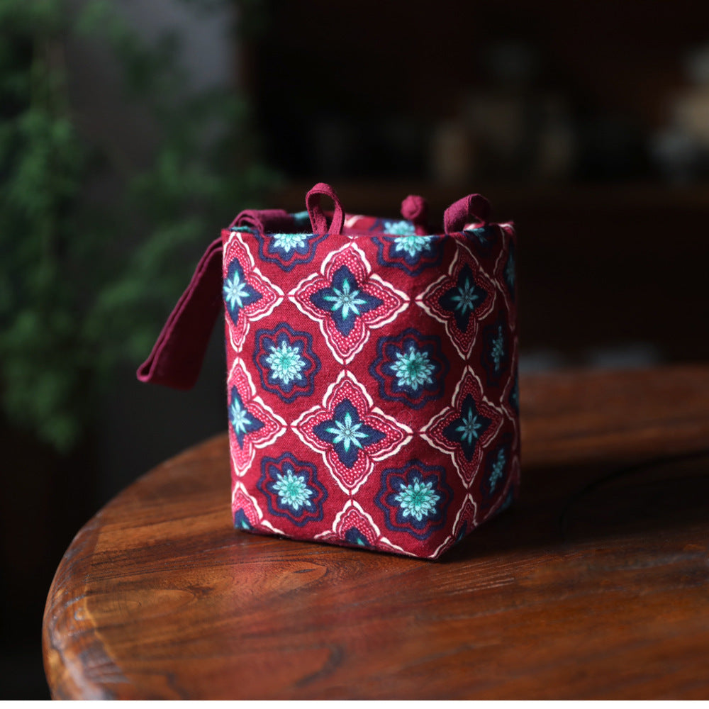 Gohobi Floral Old Pattern Teaware Storage Travel Bag Shifuku