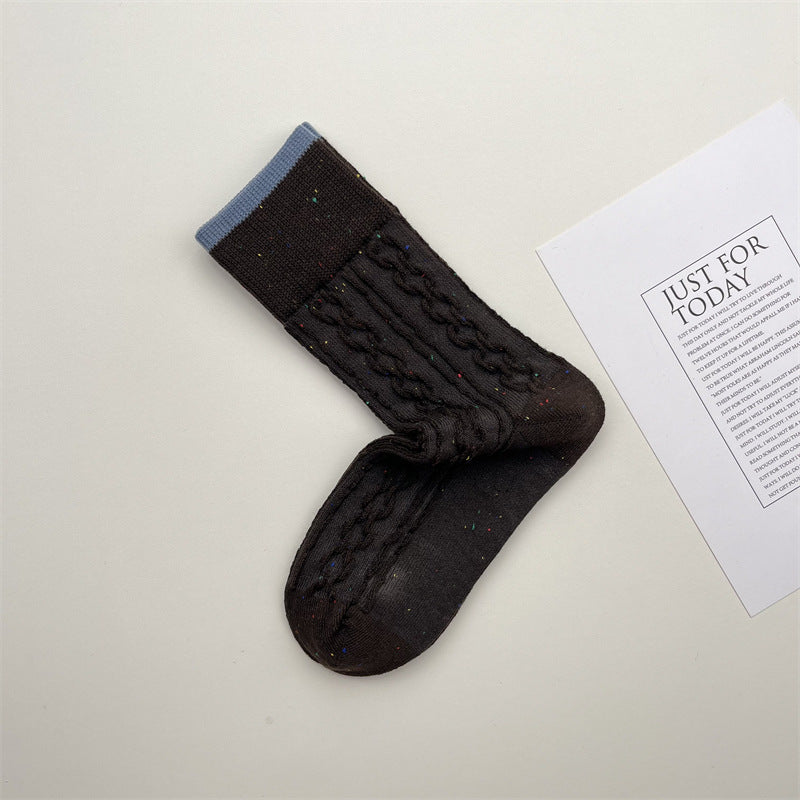Gohobi Korean Speckled Cable Knit Cotton Socks