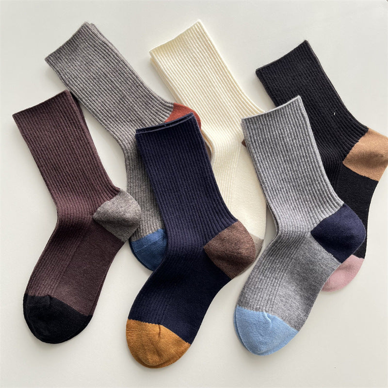 Gohobi Winter Ribbed Colorblock Women Socks