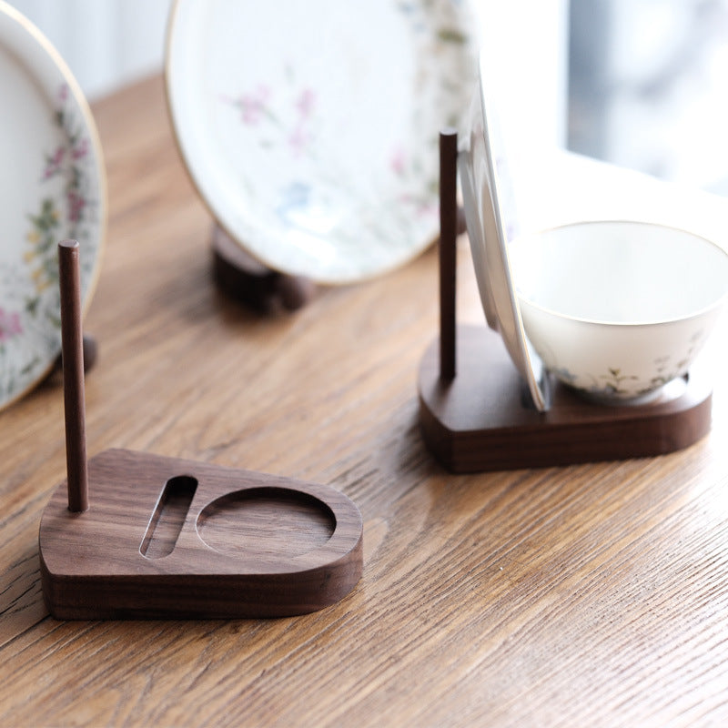 Gohobi Black Walnut Plate Display Rack