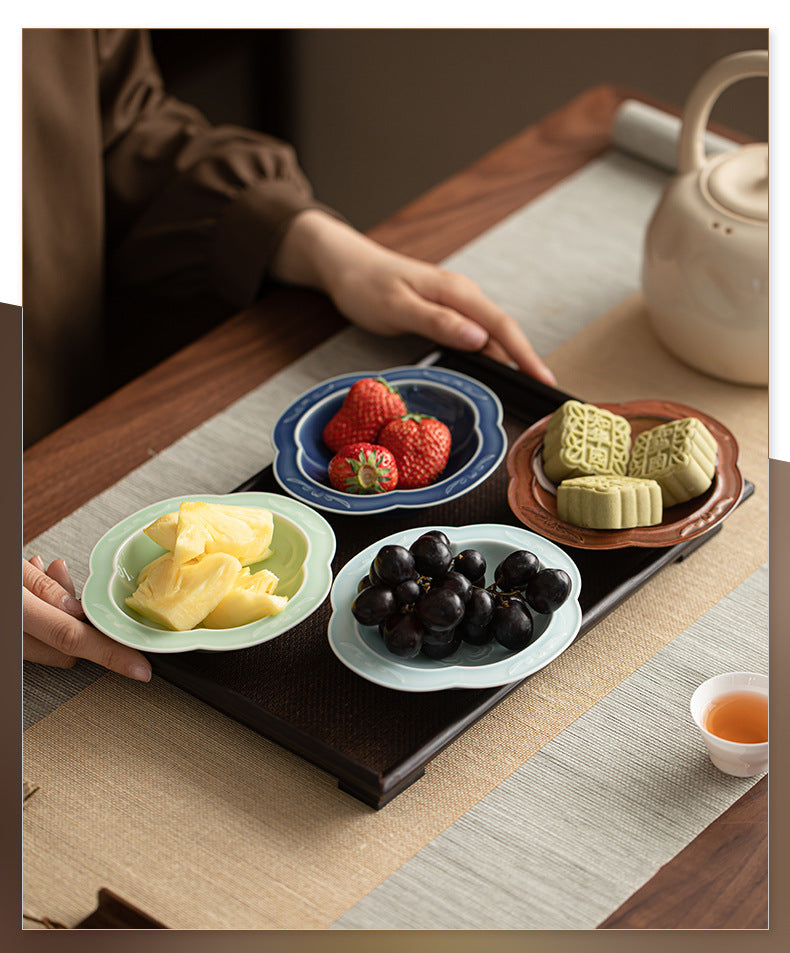 Gohobi Traditional Japanese Glazed Fruit Nuts Small Plate - Begonia Lotus 008