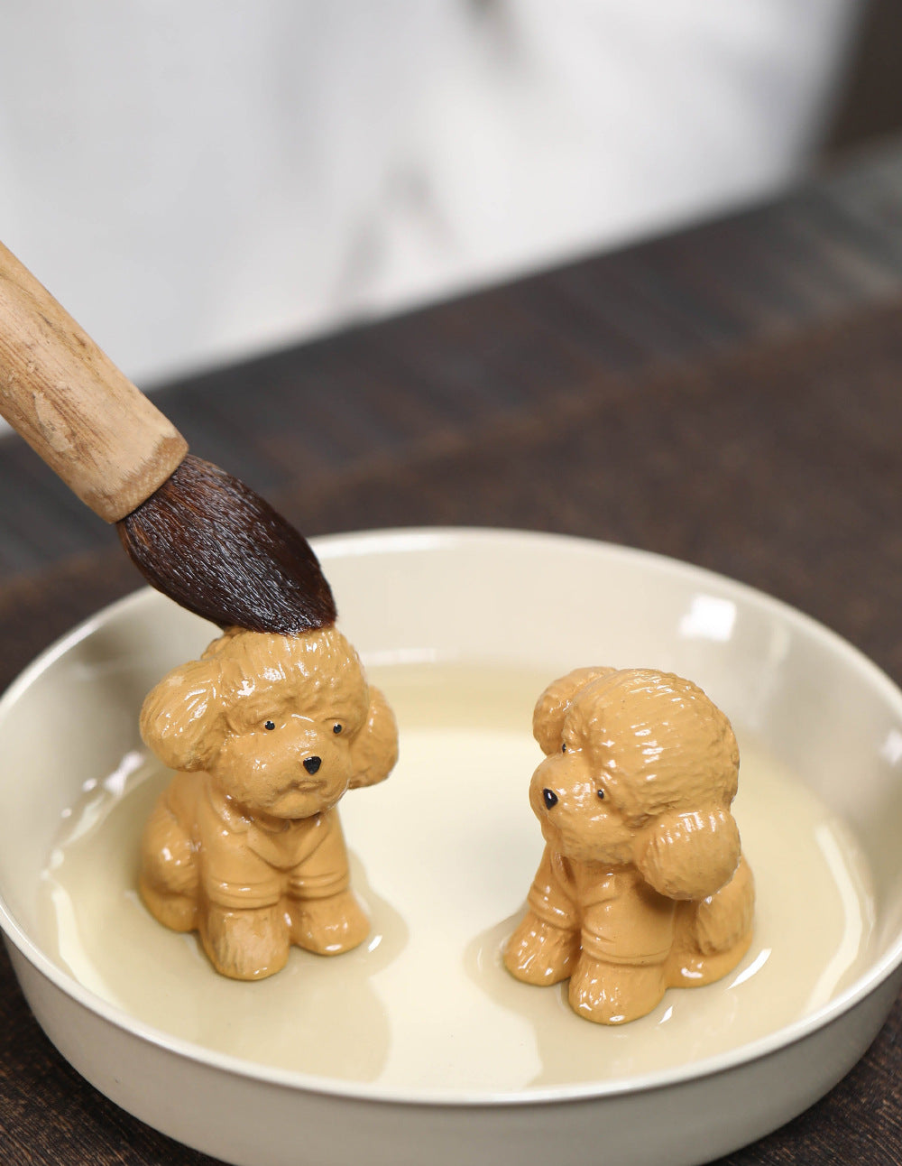 Ornement en forme de chien en peluche en argile YiXing fait à la main en céramique Gohobi
