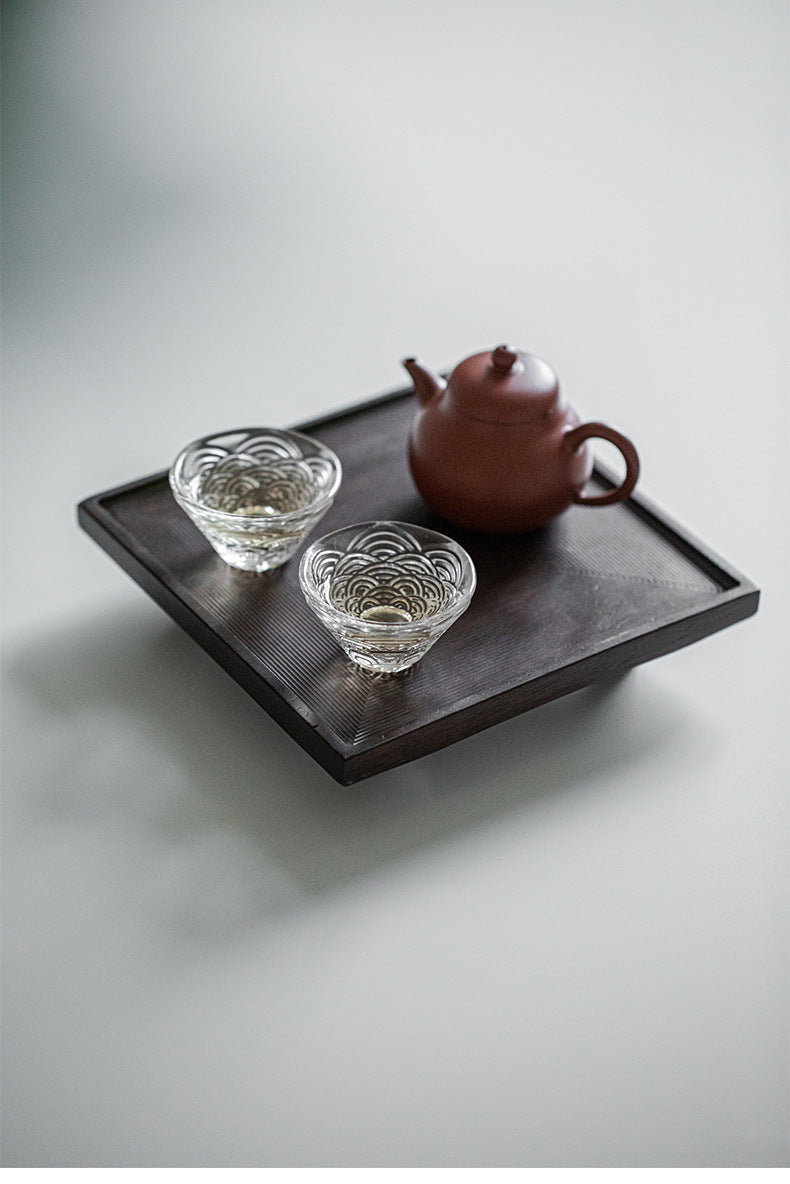 Plateau carré noir ébène Gohobi de style japonais Wabi-Sabi 004