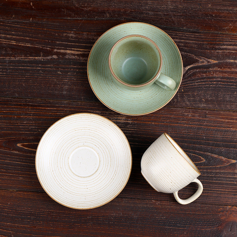 Ensemble tasse à café et soucoupe en grès japonais vintage fait main Gohobi