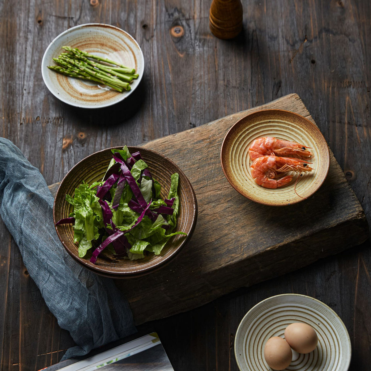 Assiette à pâtes en grès de style japonais faite à la main Gohobi