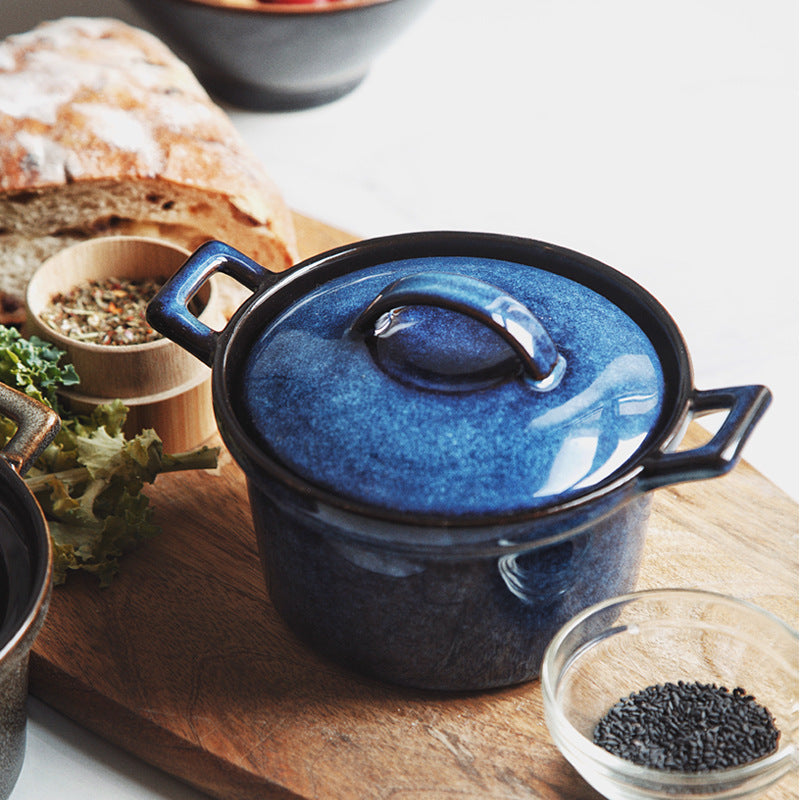Gohobi Glaze Double-Handled Stew Pot