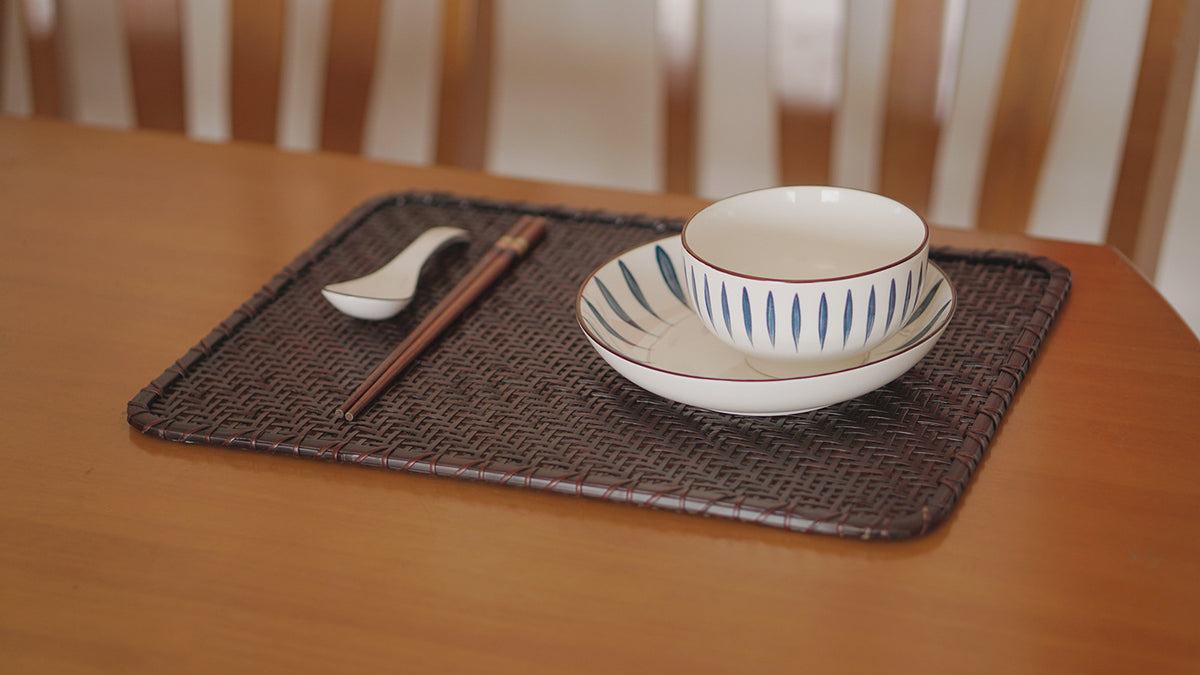 Gohobi Handmade Lacquered Bamboo Woven Tea Mat
