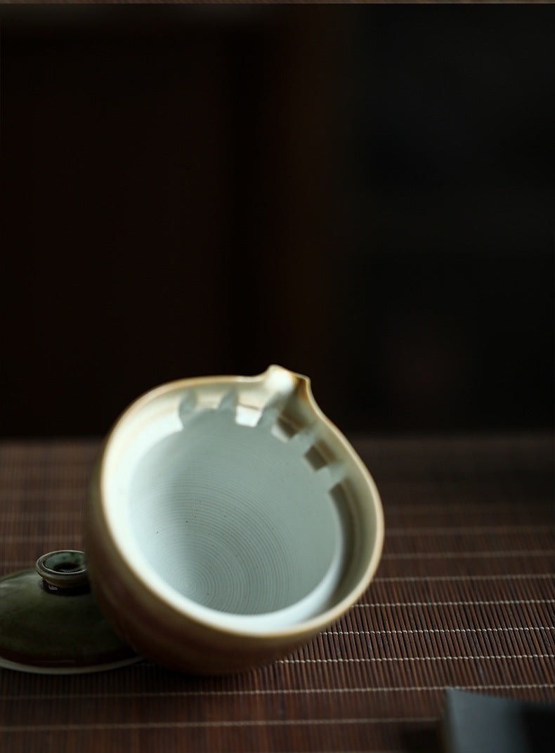 Gohobi Retro Handmade Soda Glaze Green Gaiwan Tea Bowl Hohin Teapot