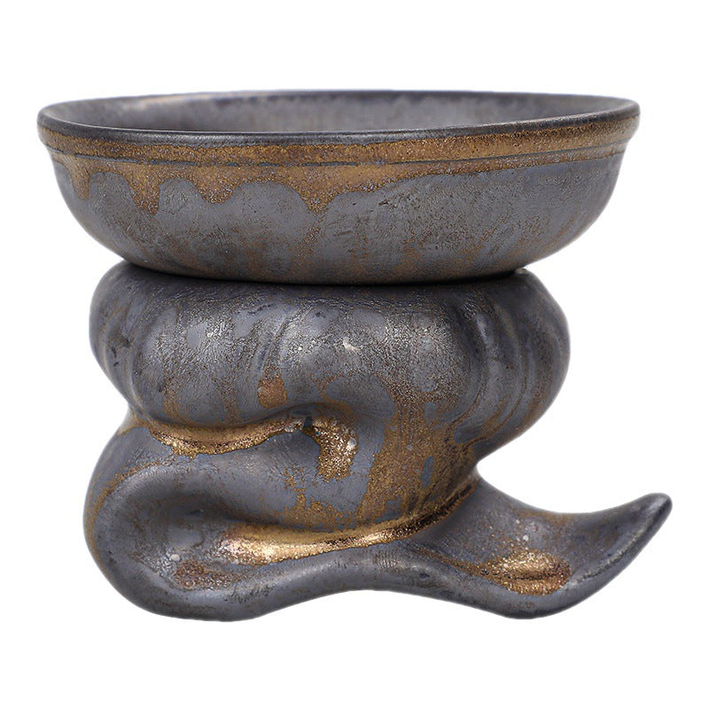 Filtre à thé et pichet en céramique émaillée métallique faits à la main par Gohobi