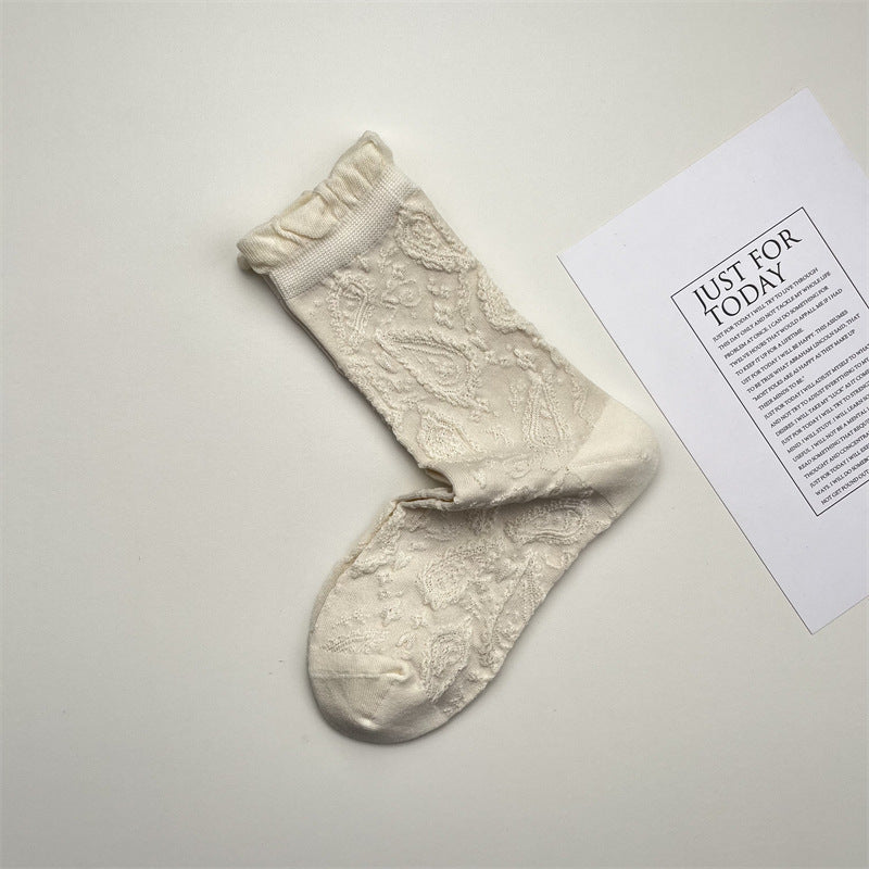Gohobi South France Paisley Embossed Mid-Calf Socks