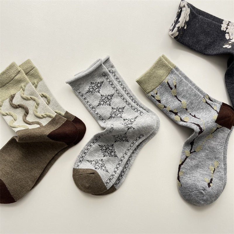 Gohobi Vintage Floral Mid-Calf Women Socks