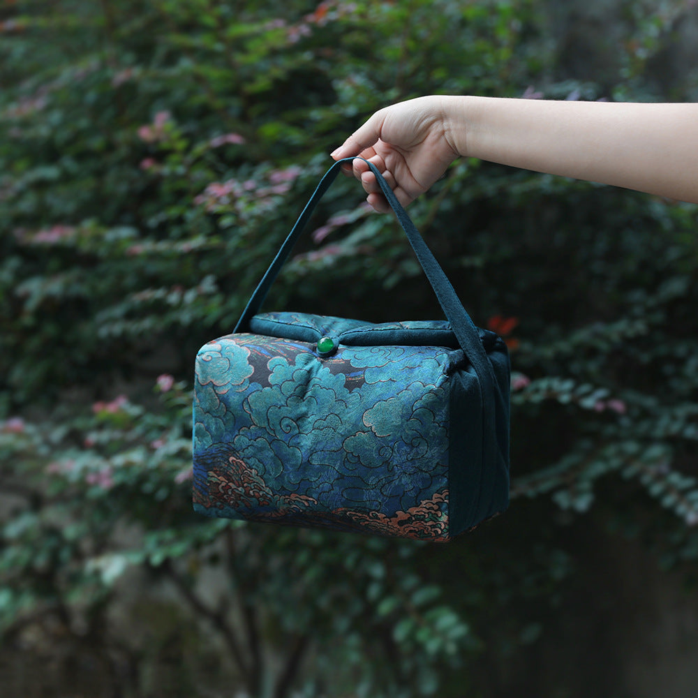 Grand sac de voyage pour le rangement des théières à motif de nuages de Gohobi