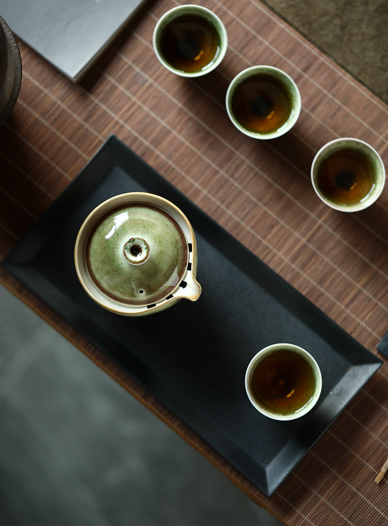 Gohobi Retro Handmade Soda Glaze Green Gaiwan Tea Bowl Hohin Teapot