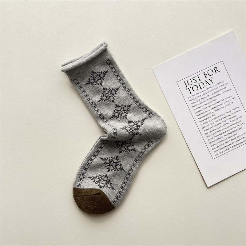 Gohobi Vintage Floral Mid-Calf Women Socks