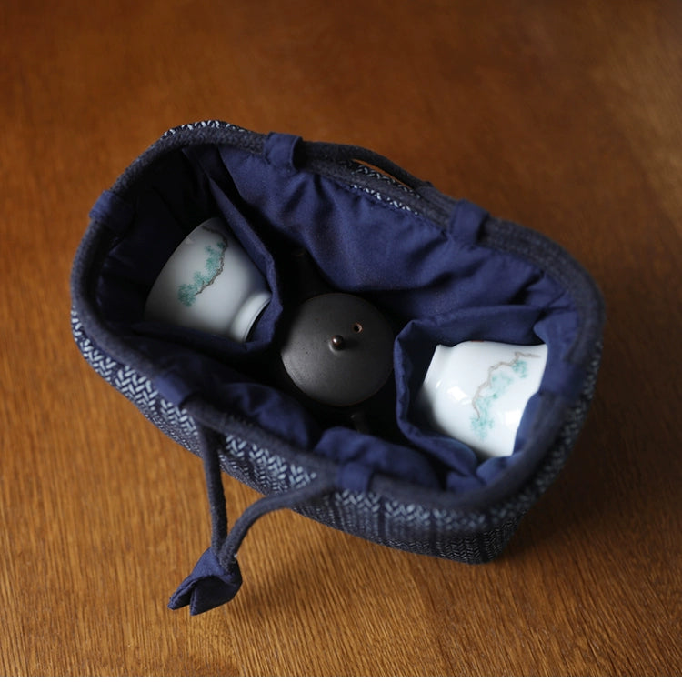 Gohobi Denim Medium Teaware Storage Travel Bag Shifuku