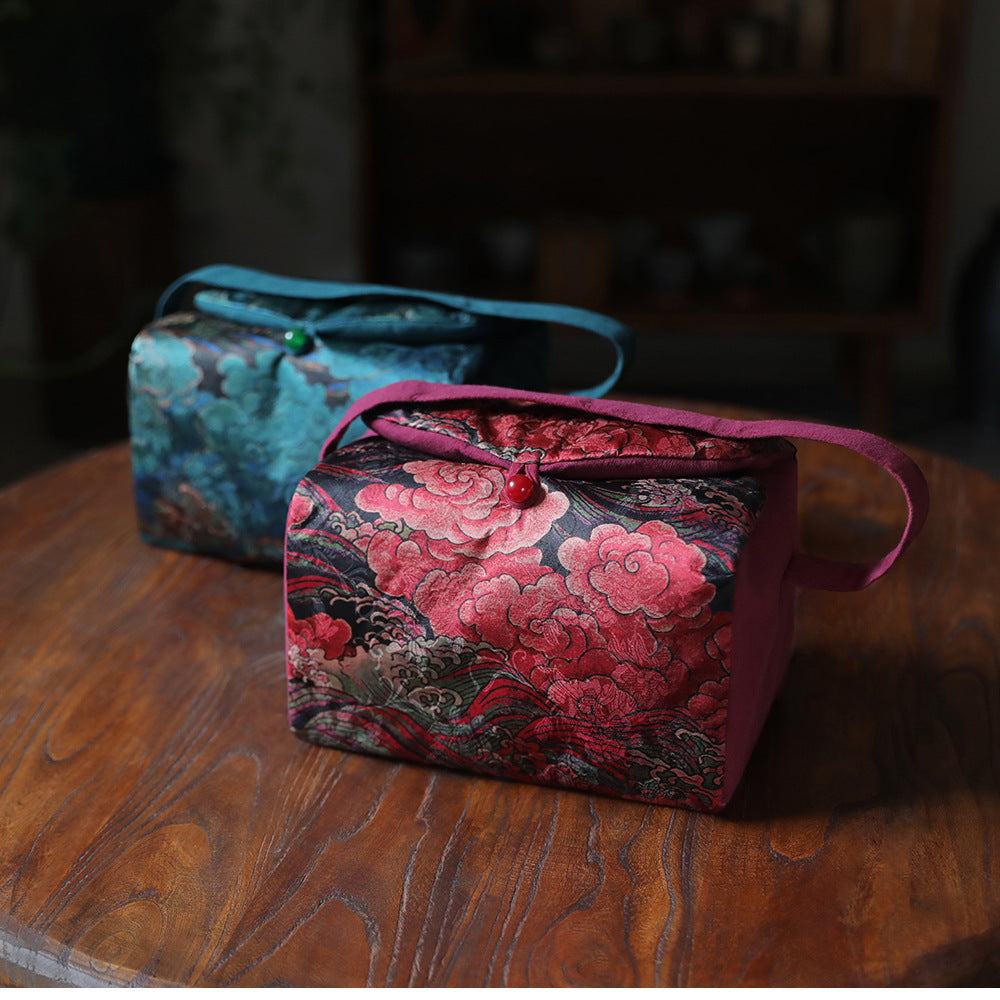 Grand sac de voyage pour le rangement des théières à motif de nuages de Gohobi