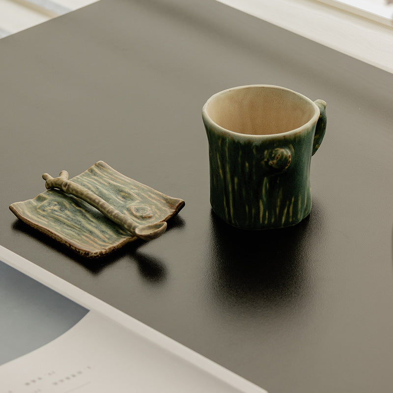 Gohobi Rustic Ceramic Coffee Cup & Saucer Set