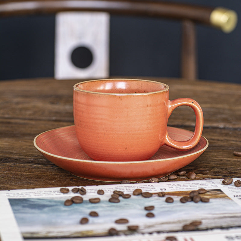 Ensemble tasse à café et soucoupe en grès japonais vintage fait main Gohobi