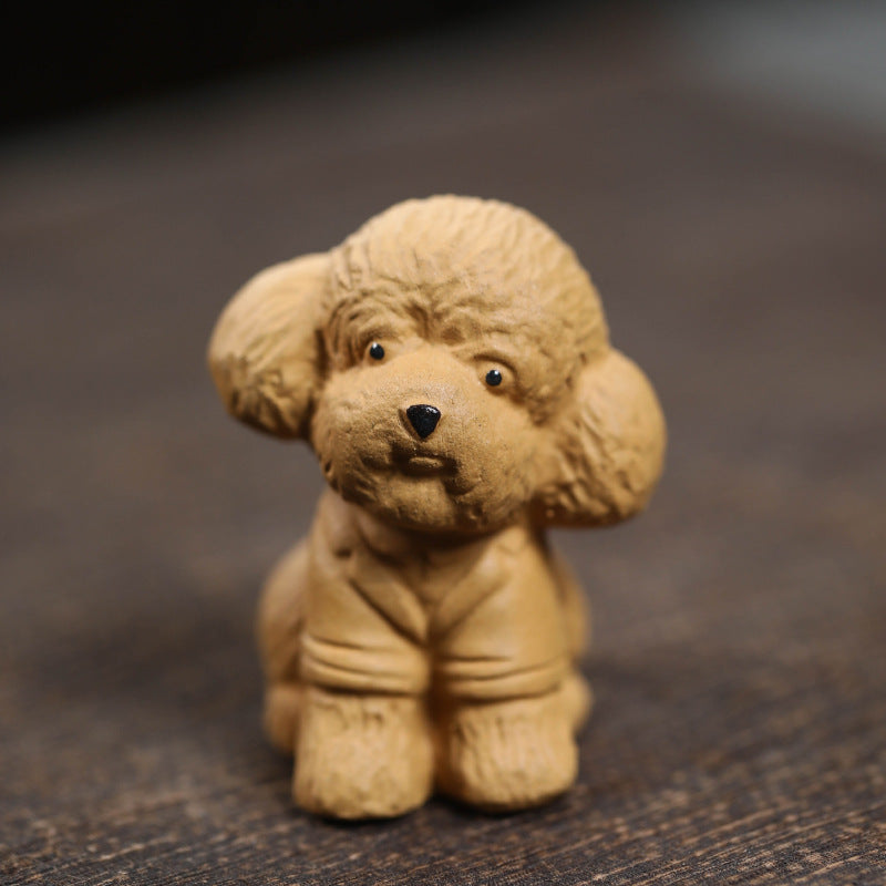 Ornement en forme de chien en peluche en argile YiXing fait à la main en céramique Gohobi
