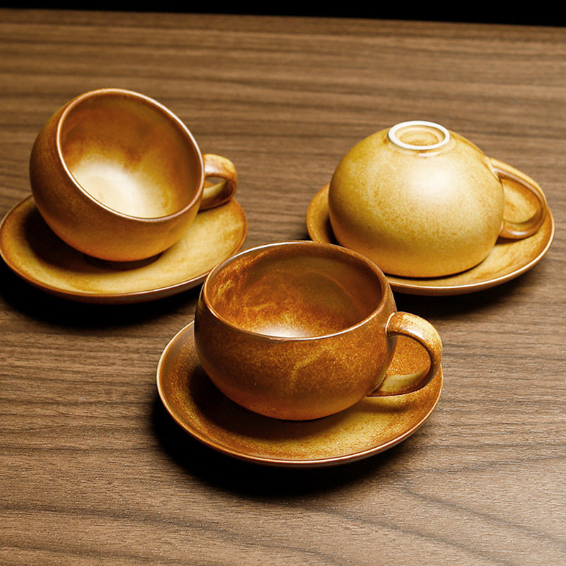 Gohobi Tasse à café japonaise faite à la main avec soucoupe 007