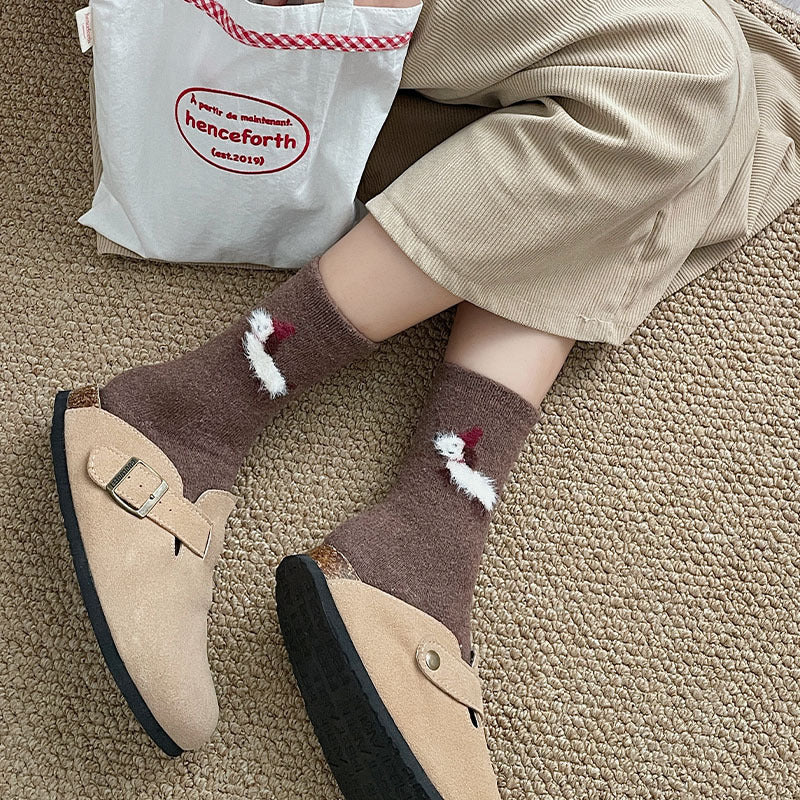 Gohobi Fleece-Lined Puppy Print Winter Socks
