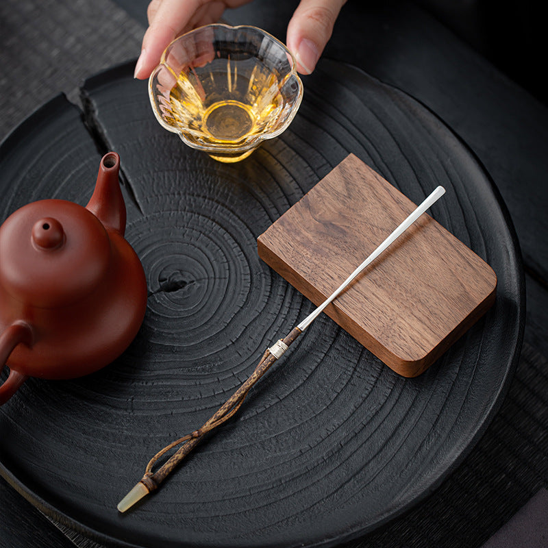 Gohobi Handcrafted Silver Bamboo Tea Scoop