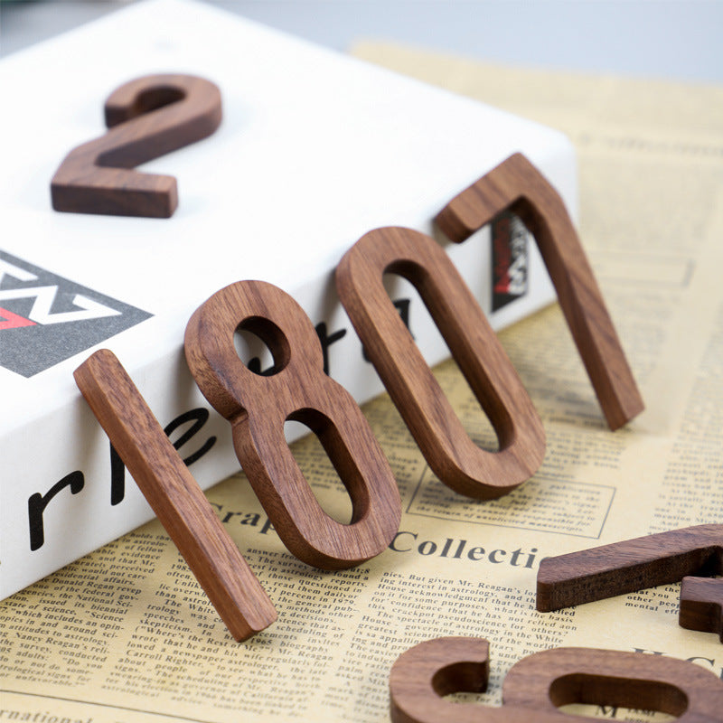 Gohobi Walnut Wood Number Wall Decor