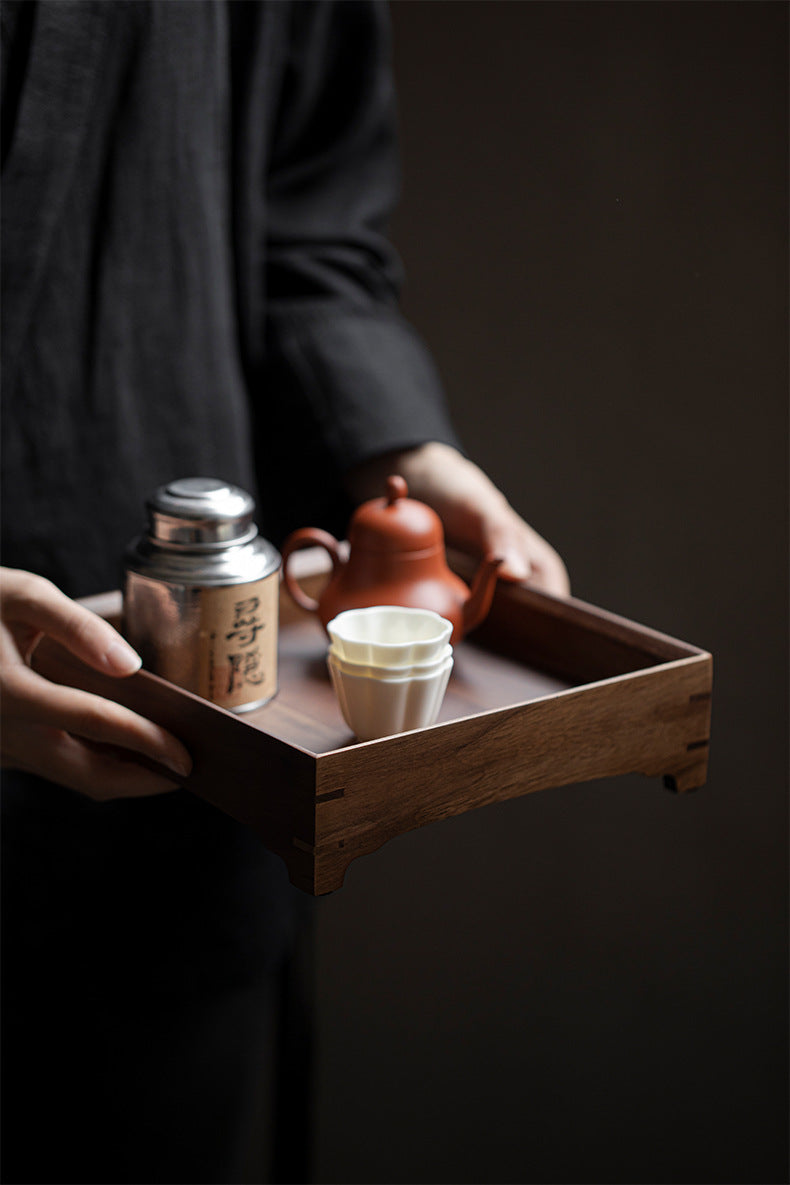 Plateau de service en noyer Wabi-Sabi de style japonais Gohobi 010