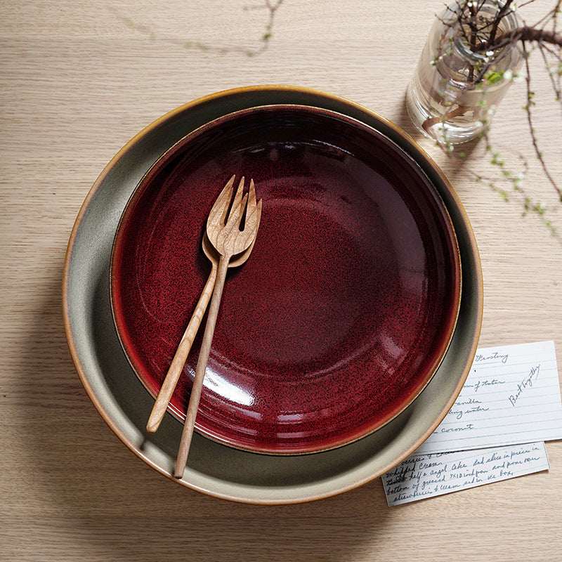 Gohobi Japanese Kiln-Change Ceramic Pasta and Salad Plate