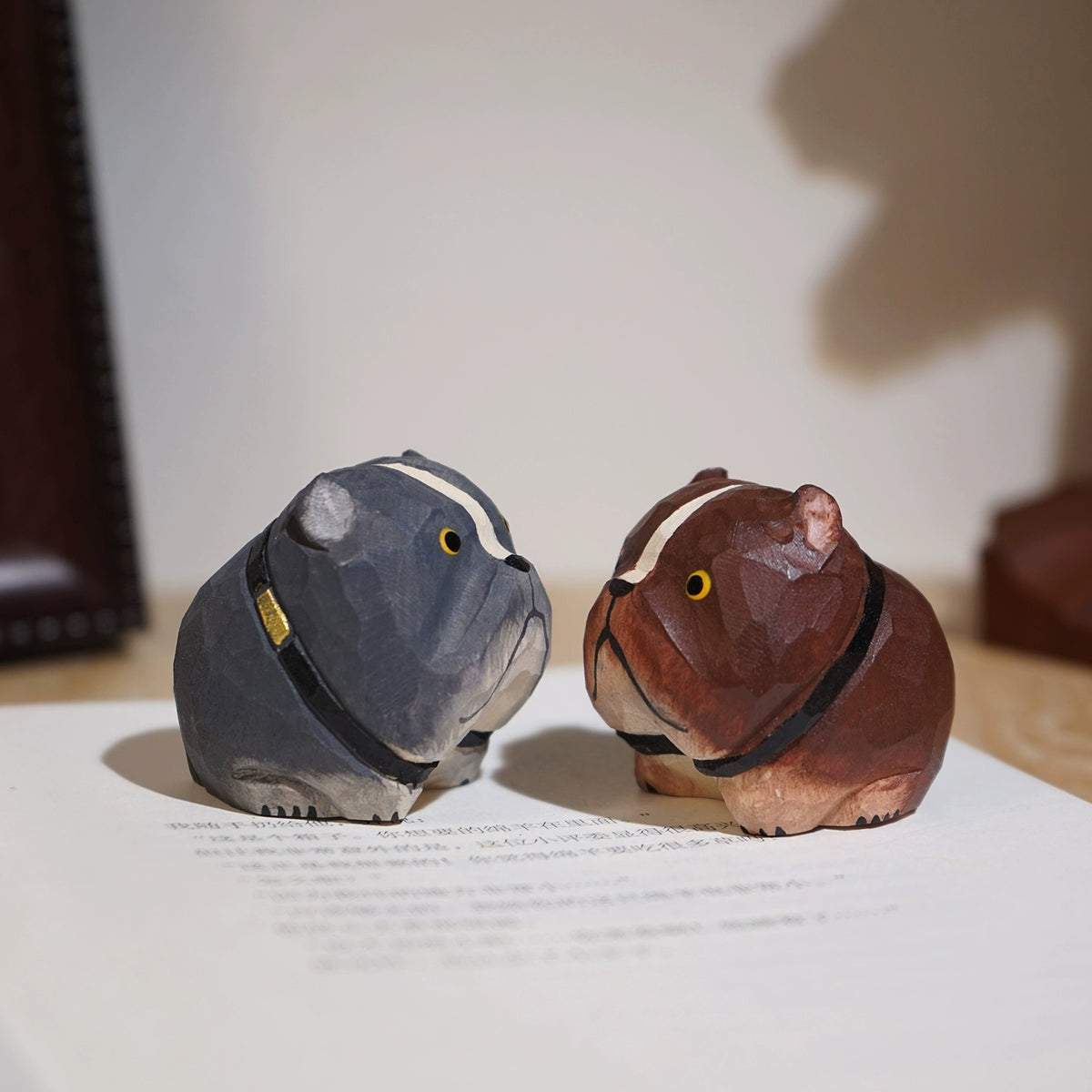Gohobi Hand-Carved Wooden Puppy Figurine