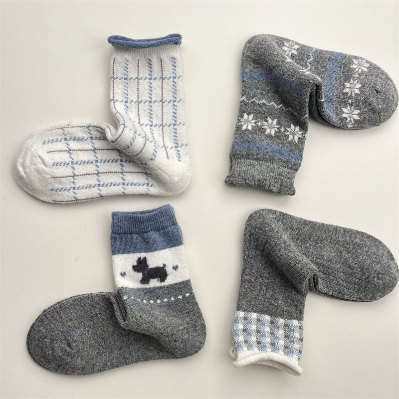 Gohobi Blue-Grey Puppy Women Socks