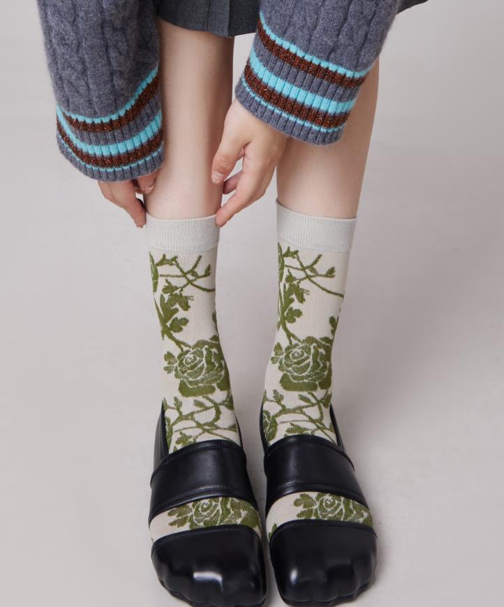 Gohobi Vintage Botanical Embossed Cotton Socks