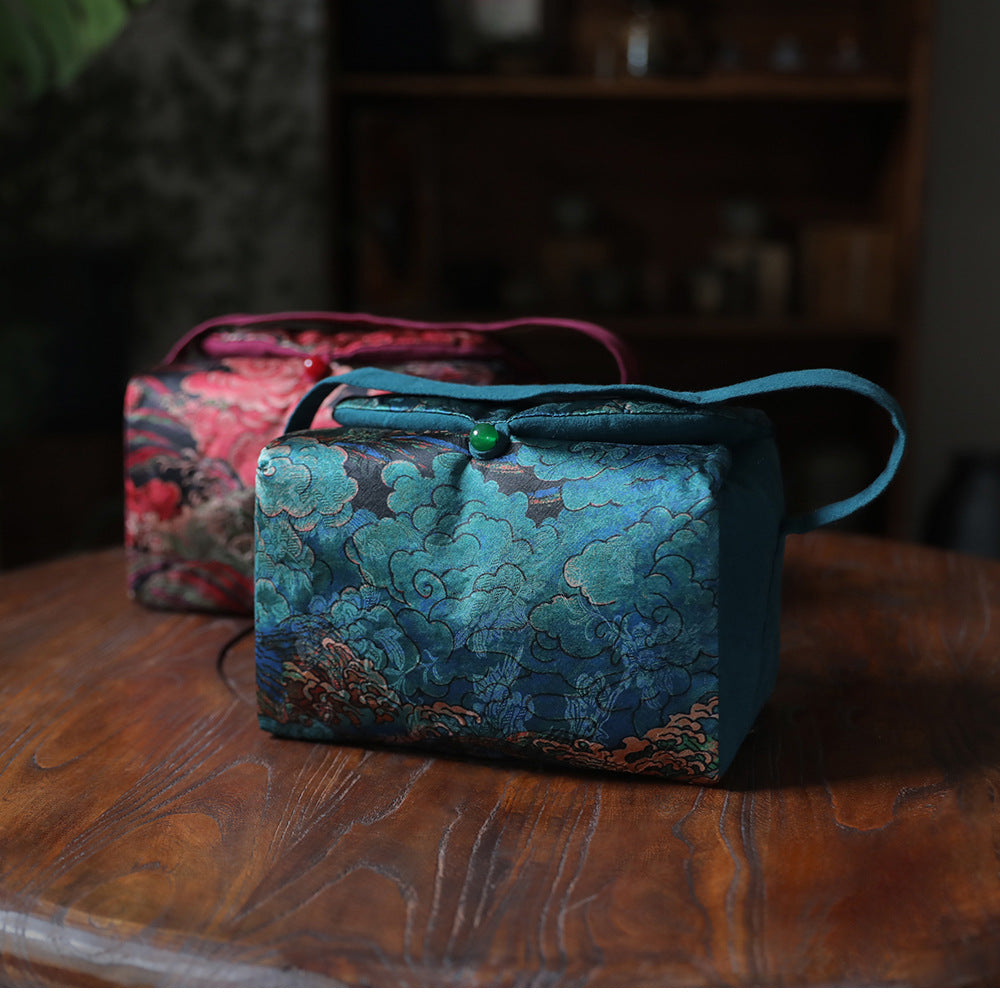 Grand sac de voyage pour le rangement des théières à motif de nuages de Gohobi