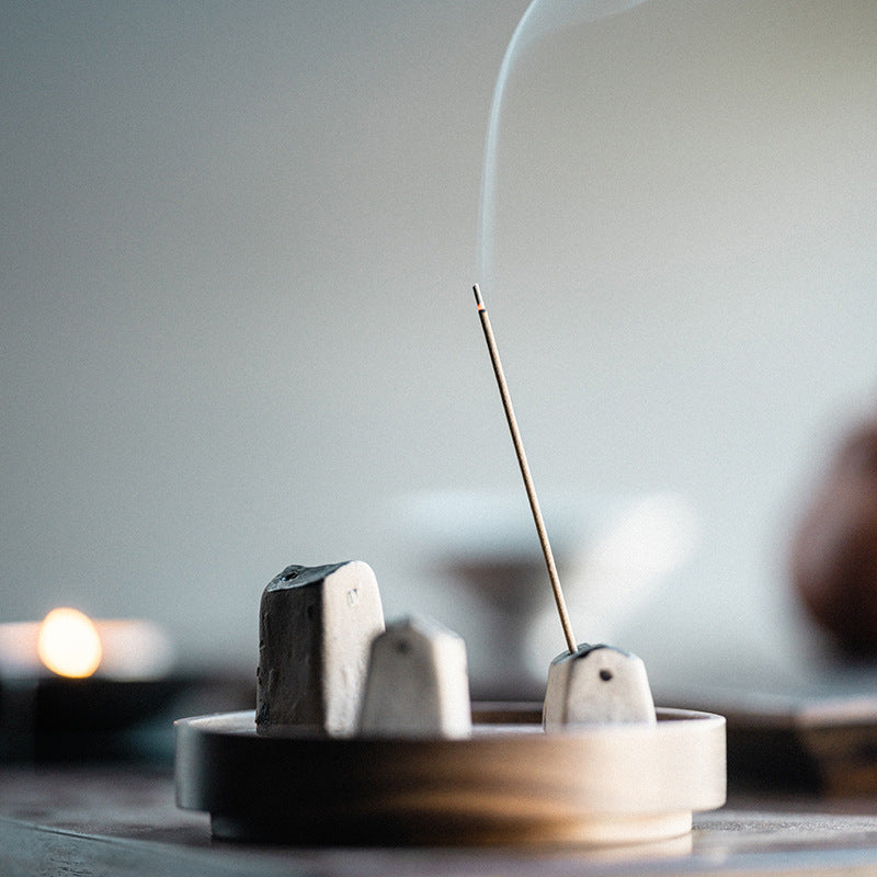Bouchon d'encens japonais rétro créatif fait à la main, siège d'encens table d'encens plateau de bouchon d'encens de cérémonie du thé à la maison zen