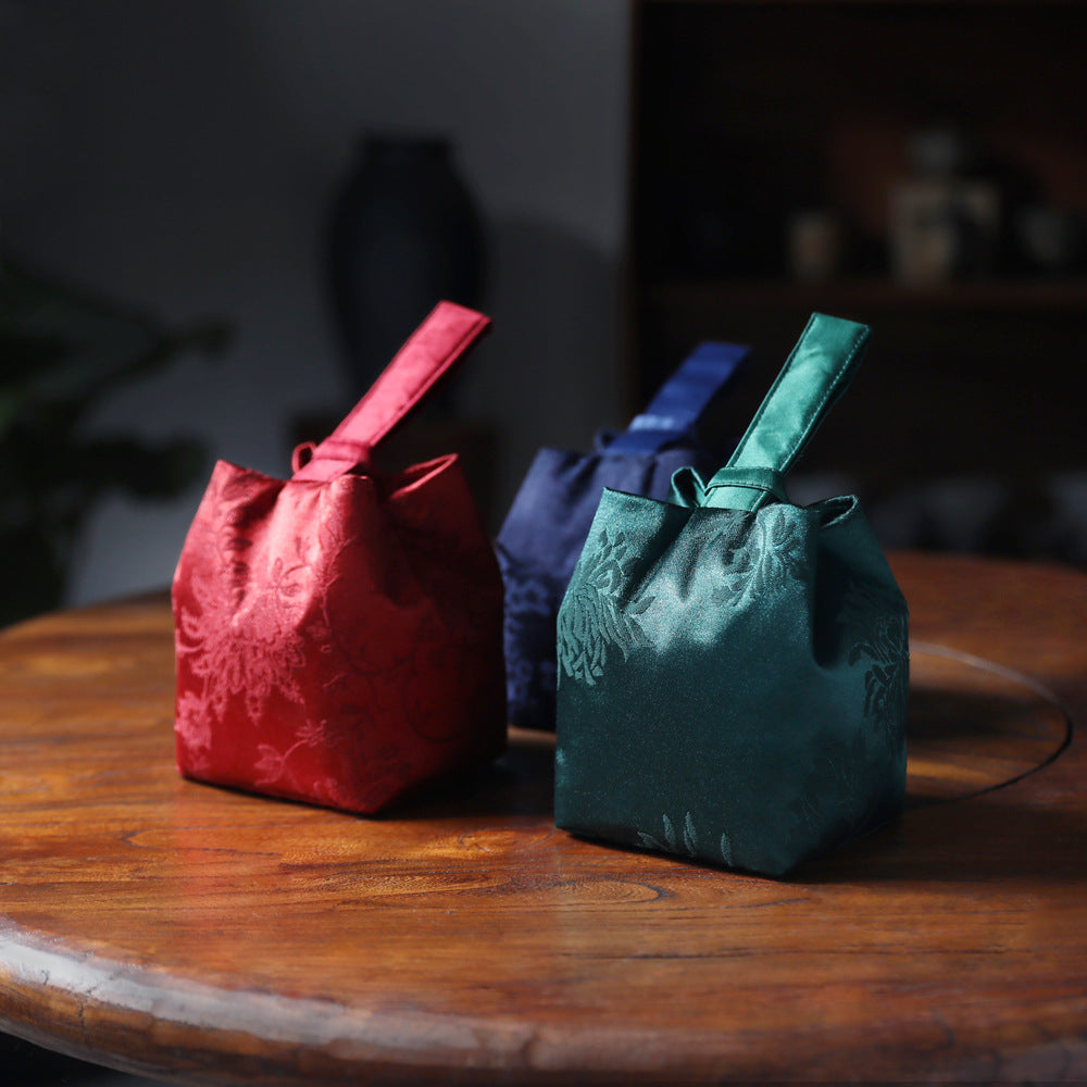 Gohobi Weaving Brocade Silk Fabric Teaware Storage Travel Bag Shifuku