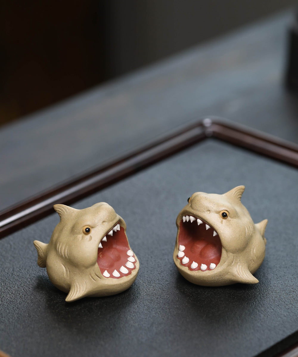 Gohobi Ornement en forme de requin en argile YiXing fait à la main en céramique