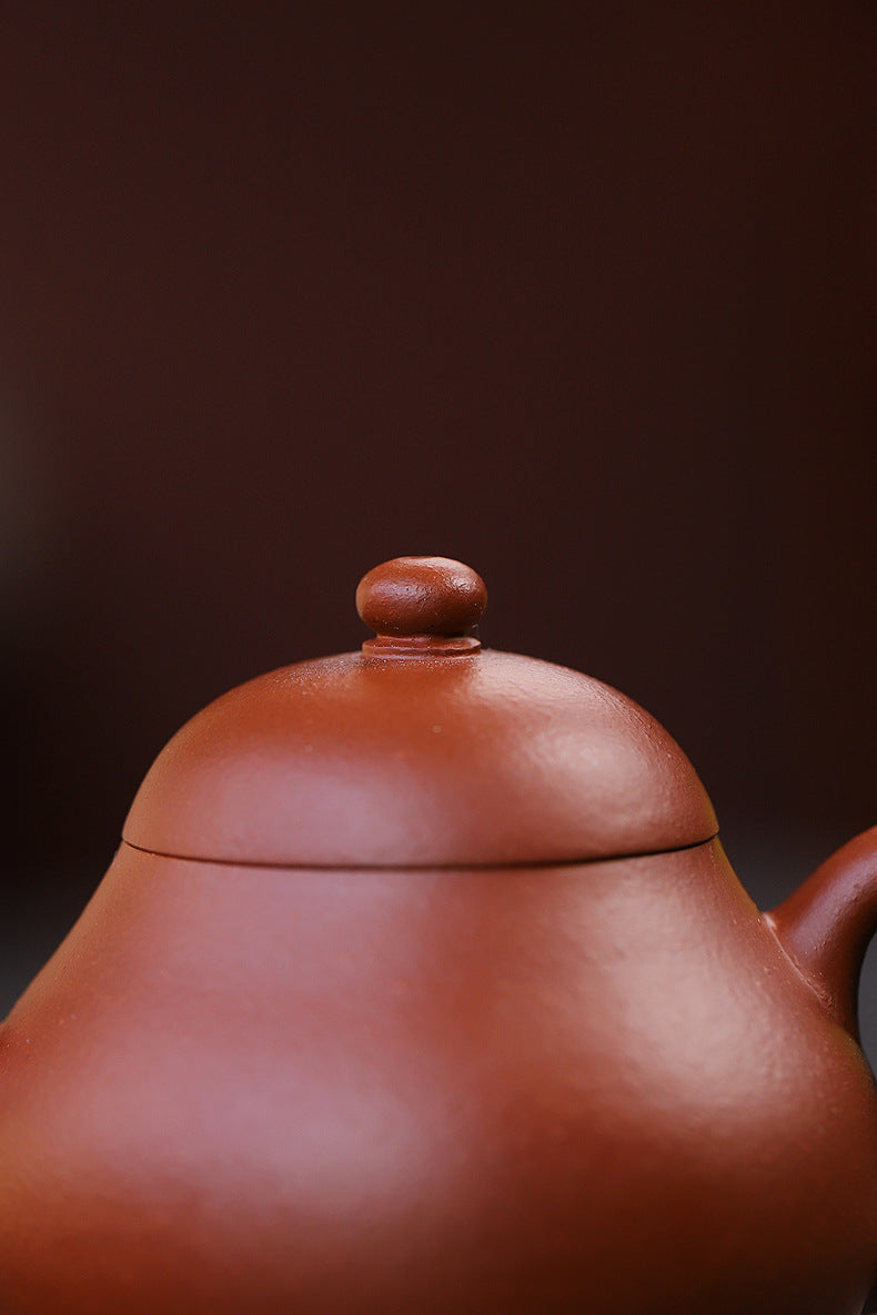 Gohobi Handmade Yixing Red Zisha Clay Teapot – 130ml Handmade Original Ore Raw Zhuni Pear-Shaped Teapot, Gongfu Tea Brewing Small Yixing Teaware
