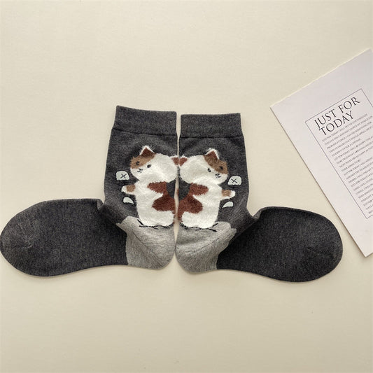 Gohobi Fuzzy Big Cat Heel Socks
