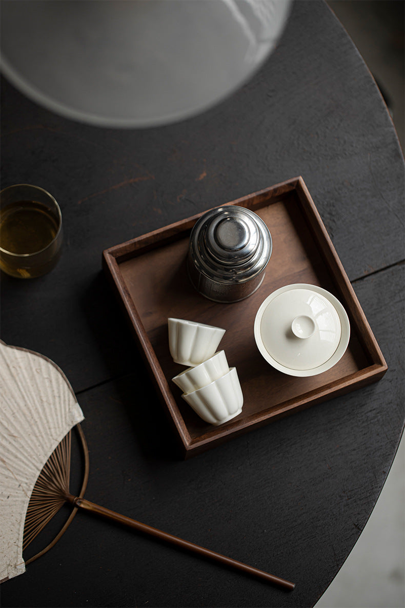 Plateau de service en noyer Wabi-Sabi de style japonais Gohobi 010