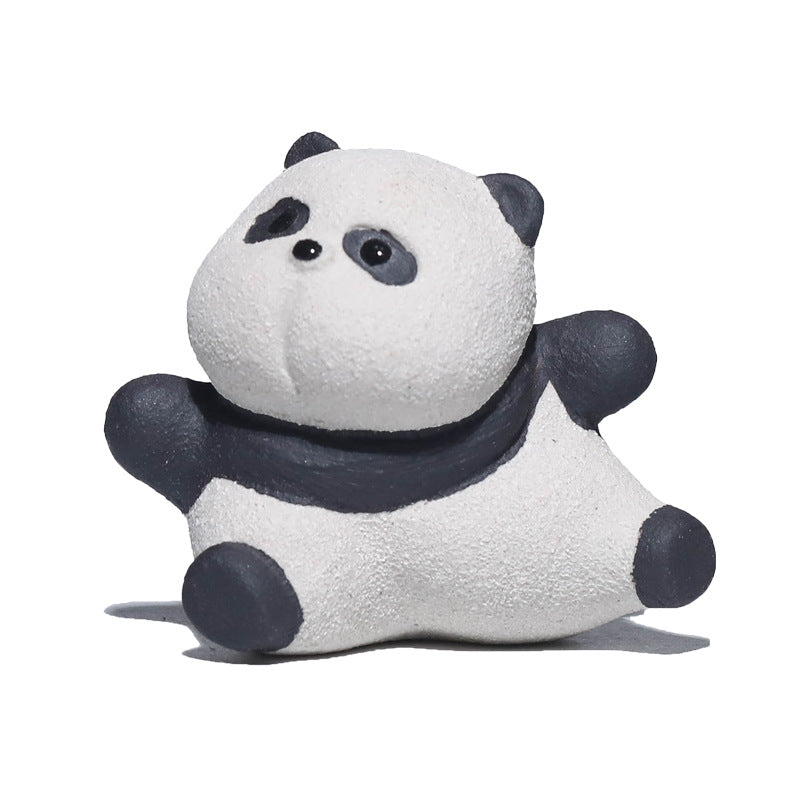 Gohobi fait à la main en céramique YiXing argile Gongfu Panda ornement thé animal de compagnie