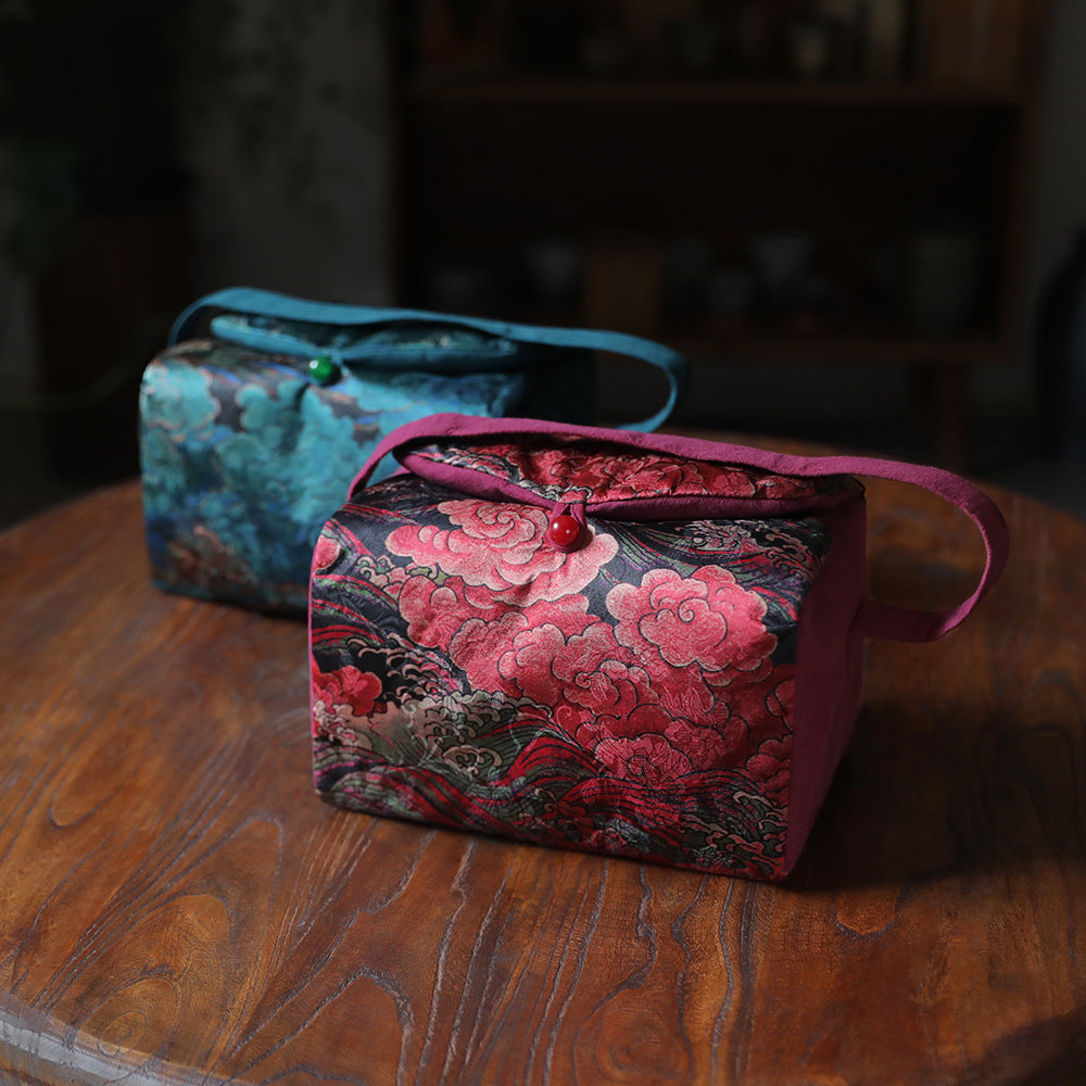 Grand sac de voyage pour le rangement des théières à motif de nuages de Gohobi