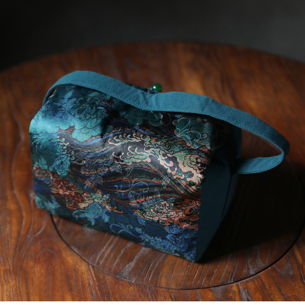 Grand sac de voyage pour le rangement des théières à motif de nuages de Gohobi