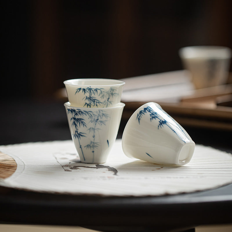Gohobi Celadon Blue and White Bamboo Teacup
