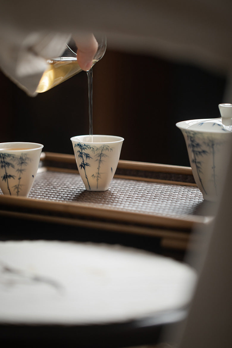 Gohobi Celadon Blue and White Bamboo Teacup