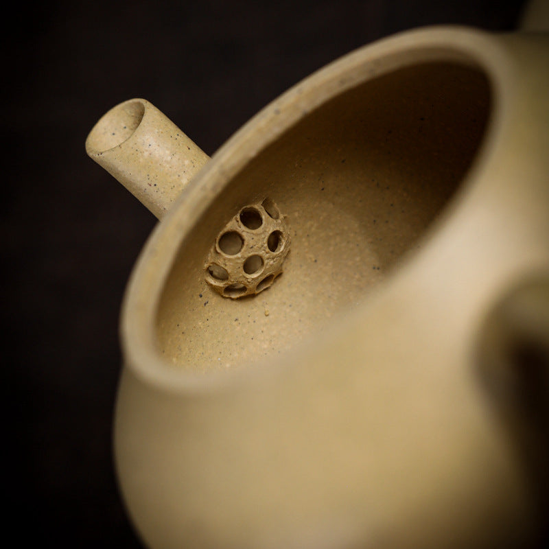 Gohobi Handmade Yixing Green Zisha Clay Junde Teapot – 110ml “Ben Lü” Clay Gongfu Teapot with Inner Push Hole, Thin-Walled Design for Chaozhou Brewing