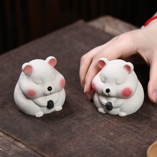 Yixing purple sand tea pet mouse ornament sculpture handmade creative fragrant groundhog tea set tea party accessories ceramic can be raised