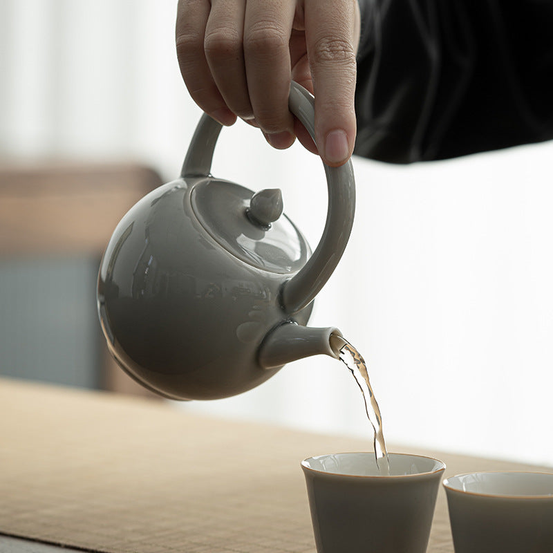 Théière japonaise Gohobi gris glacé et vert 004