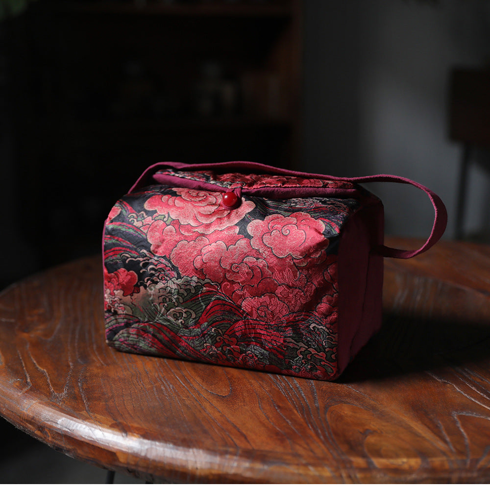 Grand sac de voyage pour le rangement des théières à motif de nuages de Gohobi