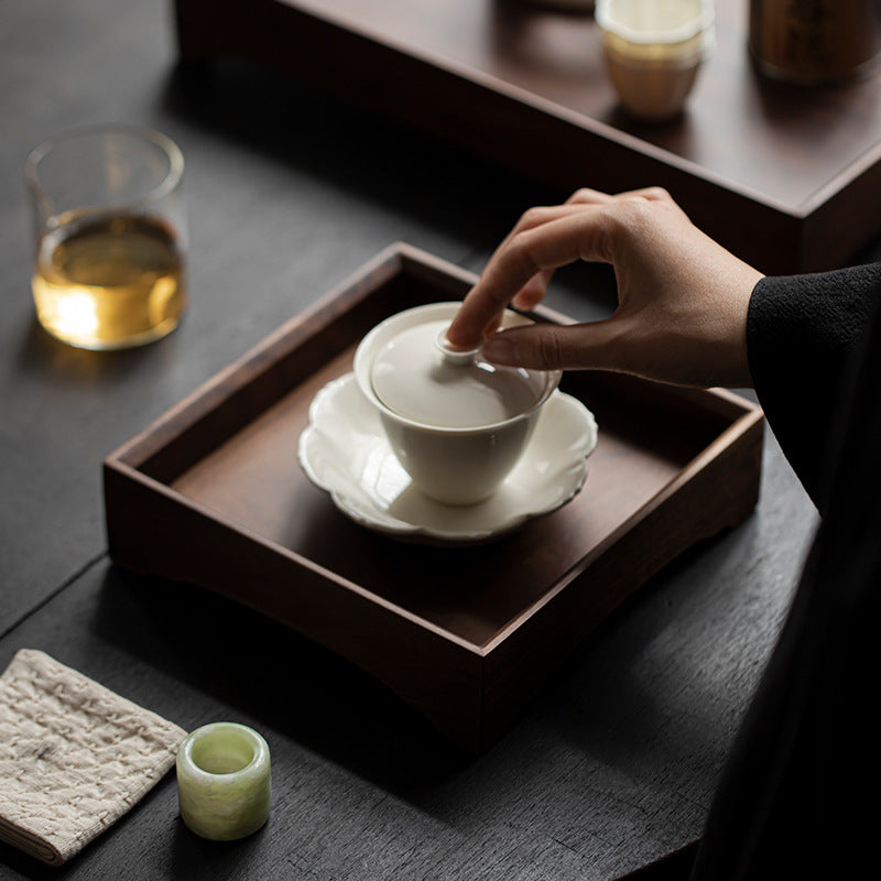 Plateau de service en noyer Wabi-Sabi de style japonais Gohobi 010