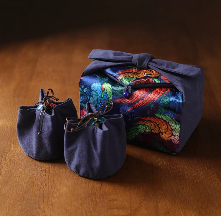 Gohobi Large Colourful Silk Teaware Storage Travel Bag Shifuku